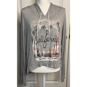 Four Girlz “Always California Dreamin” Thin, Light Gray Hoodie, Rayon/spandex, L